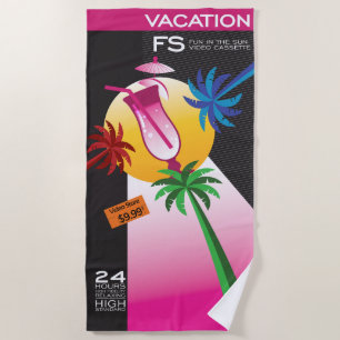 Serviette De Plage Parodie Bande VHS Vierge Palmiers Plage Vacances