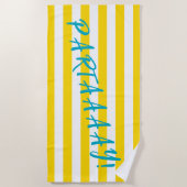 Serviette De Plage PARTAAAAY Cute Yellow White Stripe Pool Party (Devant)