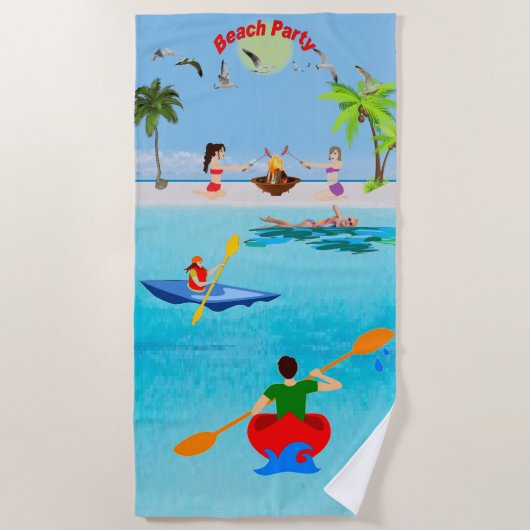 Serviette De Plage Partie Kayaking de plage (Devant)
