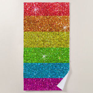 Serviette De Plage Parties scintillant arc-en-ciel Drapeau Gay pride