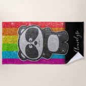 Serviette De Plage Parties scintillant arc-en-ciel Panda Gay pride Dr (Devant)