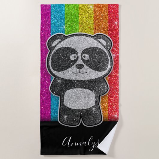 Serviette De Plage Parties scintillant arc-en-ciel Panda Gay pride Dr (Devant)