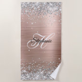Serviette De Plage Parties scintillant argent Rose or huile Fancy Mon (Devant)
