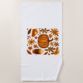 Serviette De Plage Parties scintillant Automne Floral Citrouille Than (Devant)