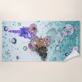 Serviette De Plage *~* Parties scintillant Baleine Sirène étoile pois (Devant)