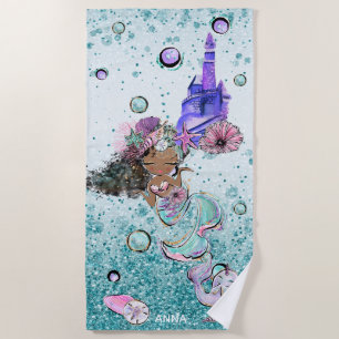 Serviette De Plage *~* Parties scintillant Baleine Sirène étoile pois
