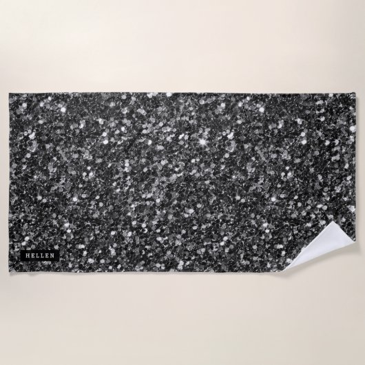 Serviette De Plage Parties scintillant Black Faux (Devant)
