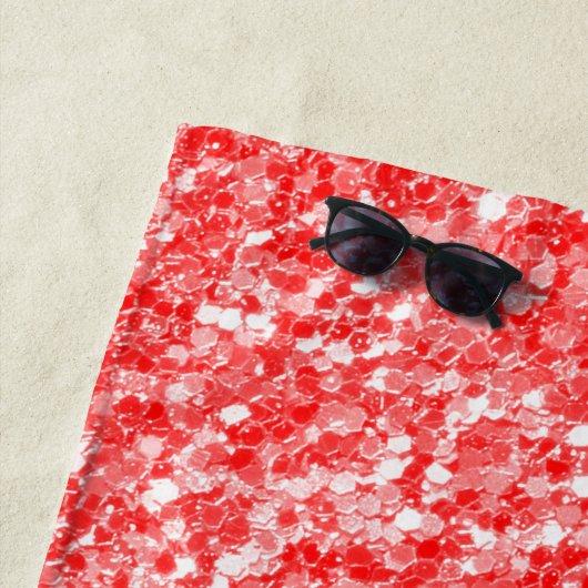 Serviette De Plage Parties scintillant Blanche Et Rouge Moderne (En situation)
