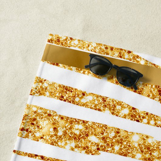 Serviette De Plage Parties scintillant blanche or Boho Populaire Tige (En situation)
