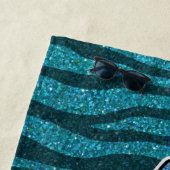 Serviette De Plage Parties scintillant bleu turquoise noir arc-en-cie (En situation)