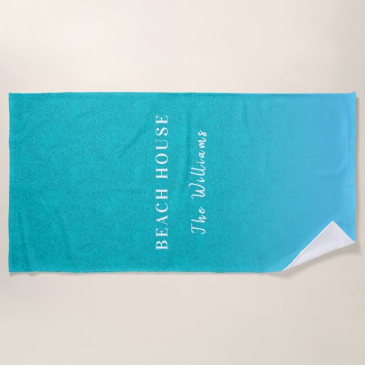 Serviette De Plage parties scintillant bleue turquoise aqua mer vert (Devant)