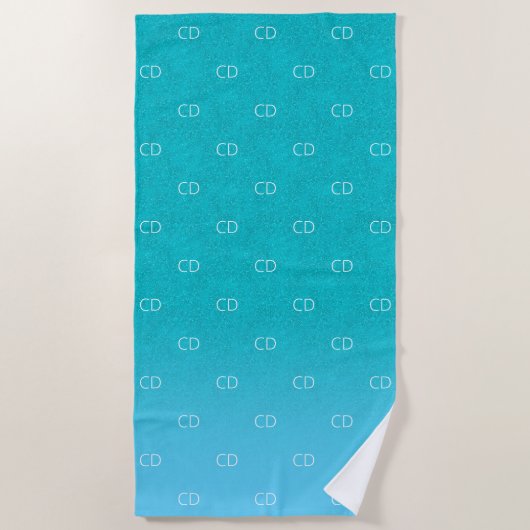 Serviette De Plage parties scintillant bleue turquoise aqua vert mer (Devant)
