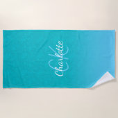 Serviette De Plage parties scintillant bleue turquoise aqua vert mer  (Devant)