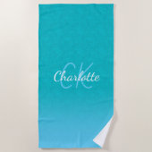 Serviette De Plage parties scintillant bleue turquoise aqua vert mer  (Devant)