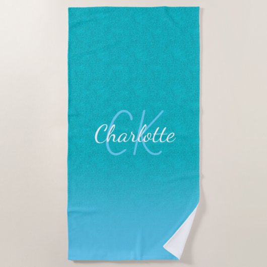 Serviette De Plage parties scintillant bleue turquoise aqua vert mer  (Devant)