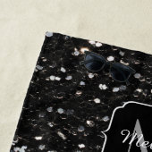 Serviette De Plage Parties scintillant brillante noire et blanche Mon (En situation)