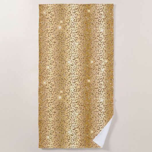 Serviette De Plage Parties scintillant de glam or Leopard (Devant)