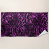 Serviette De Plage Parties scintillant de glam violet et noir (Devant)