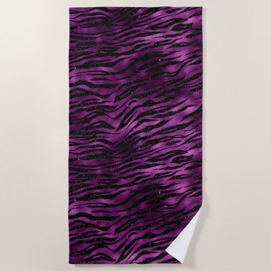 Serviette De Plage Parties scintillant de glam violet et noir (Devant)