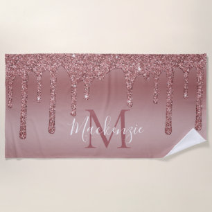 Serviette De Plage Parties scintillant de goutte d'or GlamRose Glitzy