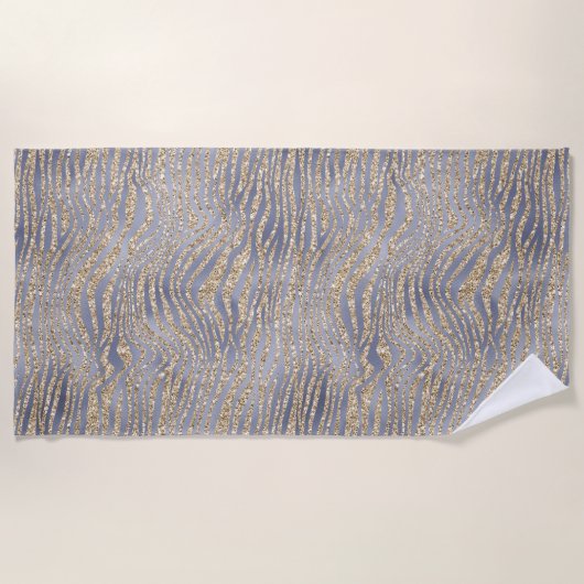 Serviette De Plage Parties scintillant de luxe violet d'or Zebra (Devant)