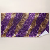 Serviette De Plage Parties scintillant d'étincelle d'or pourpre (Devant)