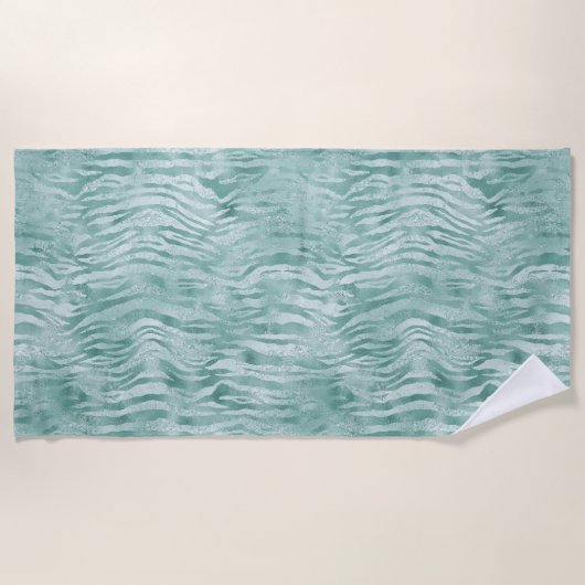 Serviette De Plage Parties scintillant d'impression Mint Green Glitzy (Devant)