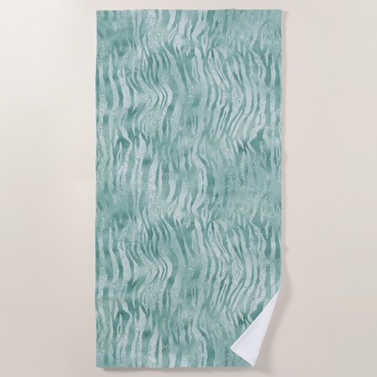 Serviette De Plage Parties scintillant d'impression Mint Green Glitzy (Devant)