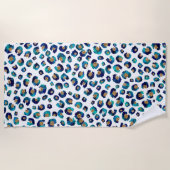 Serviette De Plage Parties scintillant d'or bleu Motif Leopard (Devant)
