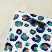 Serviette De Plage Parties scintillant d'or bleu Motif Leopard (En situation)