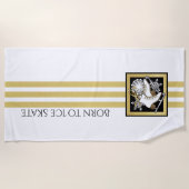 Serviette De Plage Parties scintillant d'or personnalisée Patinage su (Devant)