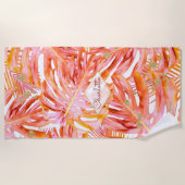 Serviette De Plage Parties scintillant d'or Tropical Leaf Motif Palm  (Devant)