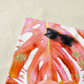 Serviette De Plage Parties scintillant d'or Tropical Leaf Motif Palm  (En situation)