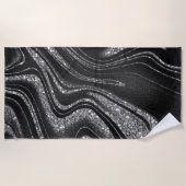 Serviette De Plage Parties scintillant en argent noir Shimmer (Devant)