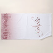 Serviette De Plage parties scintillant en faux-semblant Rose à goutte (Devant)