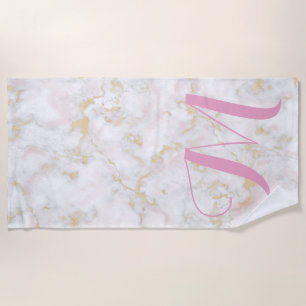 Serviette De Plage Parties scintillant en marbre rose Première servie