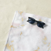 Serviette De Plage Parties scintillant en marbre rose Première servie (En situation)