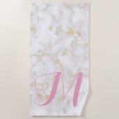 Serviette De Plage Parties scintillant en marbre rose Première servie (Devant)
