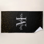 Serviette De Plage Parties scintillant Gold & Black Personnalisé Mono (Devant)