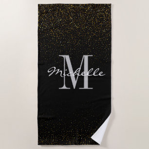 Serviette De Plage Parties scintillant Gold & Black Personnalisé Mono