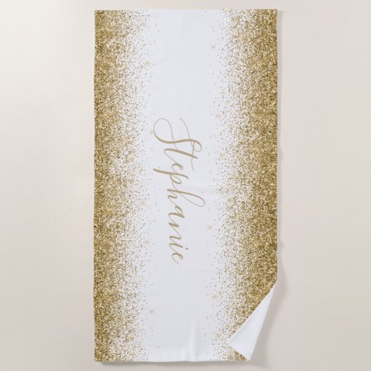 Serviette De Plage Parties scintillant Gold Ombre personnalisée (Devant)