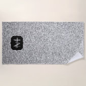 Serviette De Plage Parties scintillant gris argent scintille Monogram (Devant)