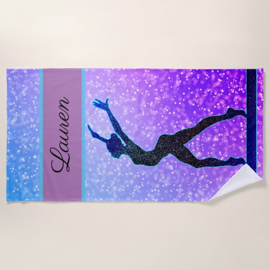 Serviette De Plage Parties scintillant Gymnastique poutre bleu et vio (Devant)