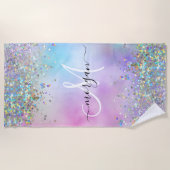 Serviette De Plage Parties scintillant holographique Rainbow Pastels  (Devant)
