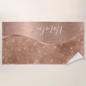 Serviette De Plage Parties scintillant métal Rose or personnalisé (Devant)