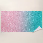 Serviette De Plage Parties scintillant Ombre Faux rose et turquoise s (Devant)