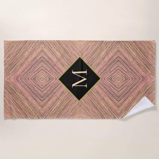 Serviette De Plage Parties scintillant Or moderne rayures Monogramme (Devant)
