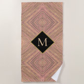 Serviette De Plage Parties scintillant Or moderne rayures Monogramme (Devant)