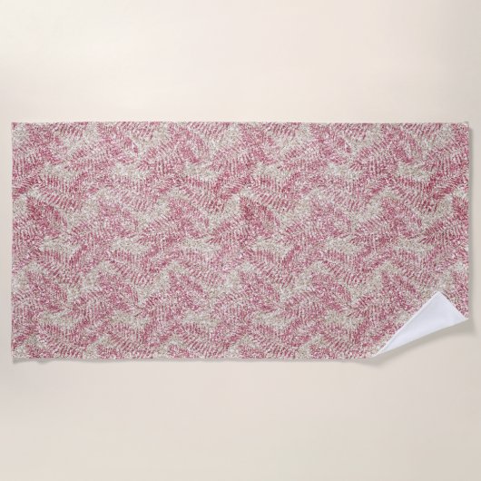 Serviette De Plage Parties scintillant rose crème Glitz Feuilles trop (Devant)