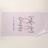 Serviette De Plage parties scintillant rose fille, 40e anniversaire m (Devant)